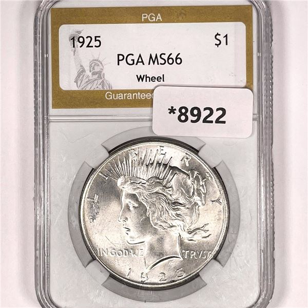 1925 Wheel Silver Peace Dollar PGA-MS66