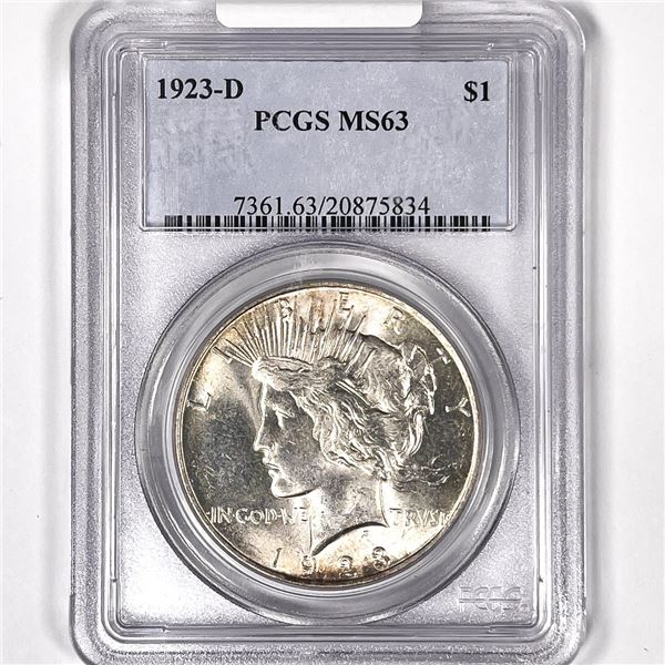 1923-D Silver Peace Dollar PCGS-MS63