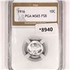 Image 1 : 1916 Mercury Silver Dime PGA-MS65 FSB