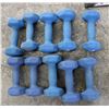 Image 1 : 46LBS OF BLUE HEX DUMBELLS