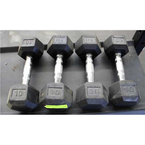 40LBS OF BLACK HEX DUMBELLS