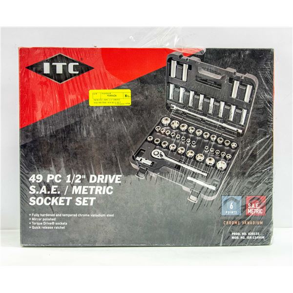 NEW ITC 49PC 1 2 DRIVE SAE METRIC SOCKET SET new-itc-49pc-1-2-drive-sae-metric-socket-set