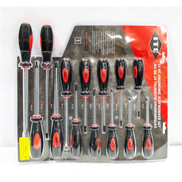 NEW ITC 14PC ERGONOMIC SCREWDRIVER SET