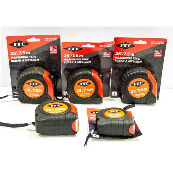 FLAT OF 5 NEW ITC MEASURING TAPES