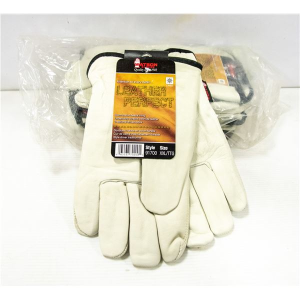 PACK OF 6 NEW LEATHER XXL WORKGLOVES FLEESE LINED