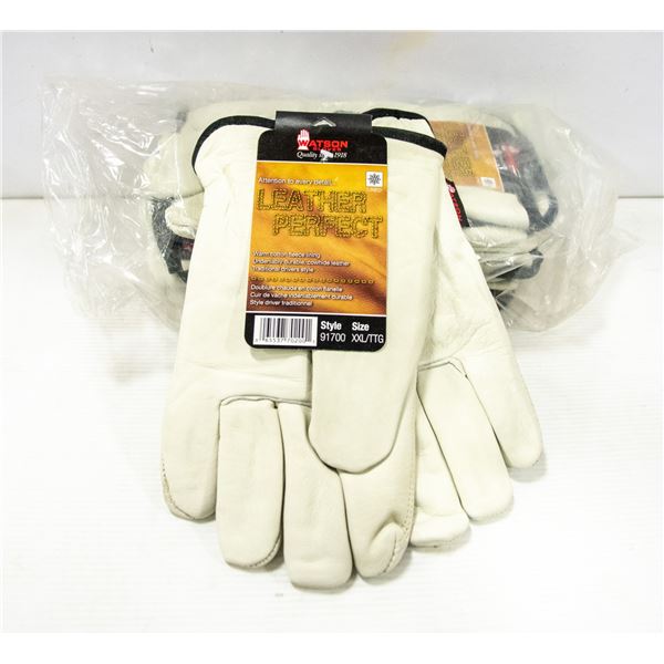 PACK OF 6 NEW LEATHER XXL WORKGLOVES FLEESE LINED