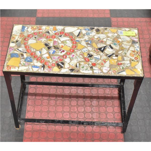 TEA CUP TOP MOSAIC SIDE TABLE H-18.5  W-10  L-21 