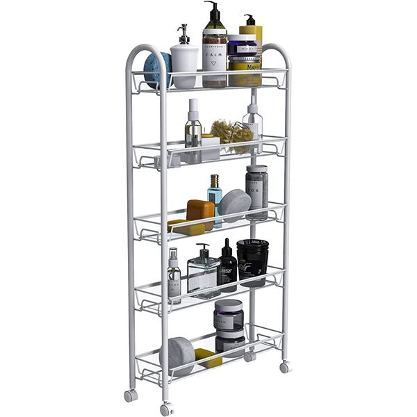 NEW 5 TIER UTILITY CART ON WHEELS, WHITE