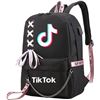 Image 1 : NEW TIK TOK BLACK/PINK LAPTOP BACKPACK WITH USB