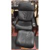 Image 1 : BLACK LEATHER CHAIR WITH OTTOMAN