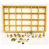 DISPLAY CASE WITH 15 MADE IN HOLLAND BRASS