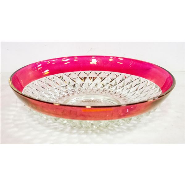 VINTAGE CRANBERRY GLASS BOWL