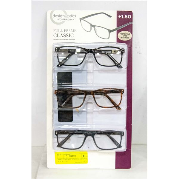 FOSTER GRANT READING GLASSES 3 PACK 1 50