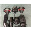 Image 2 : "Superheroes Show" shock trooper outfit - includes 3 masks/ shoulder pads/ prop arm weapon/ shin pad