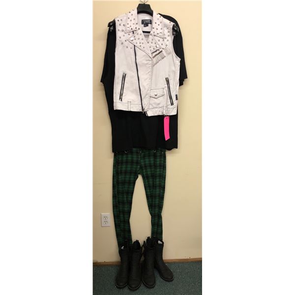 "Superheroes Show" Season 4 EP 3 Stud Punk outfit - includes sleeveless jacket/ black t-shirt/ sleev