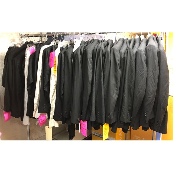 "Superheroes Show" rack full of assorted wardrobe - includes mostly jackets/ coats/ shirts/ broken d