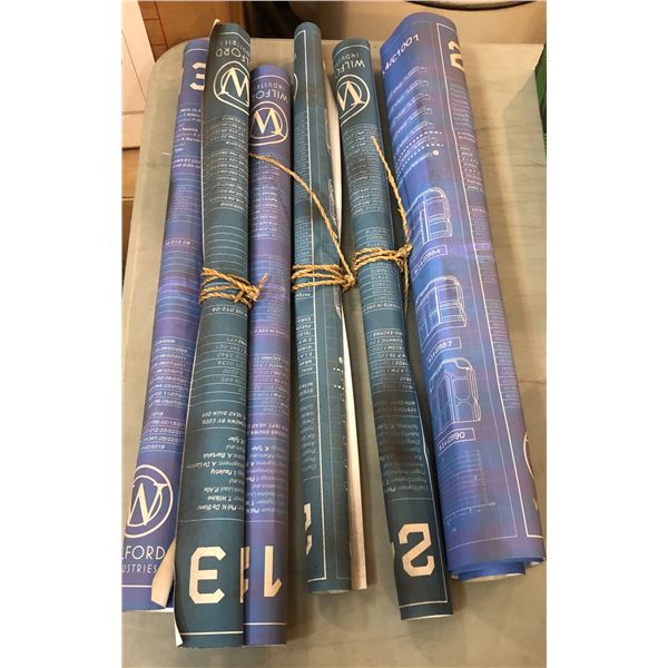 "Snowpiercer" - Group of assorted blue prints for the Snowpiercer train
