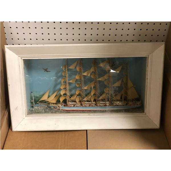 "The horror show " - The Morilla company canvas panel framed ship model decorative wall hanging