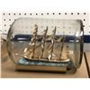 Image 2 : "The horror show" - Group of 2 decorative model ships in glass bottles