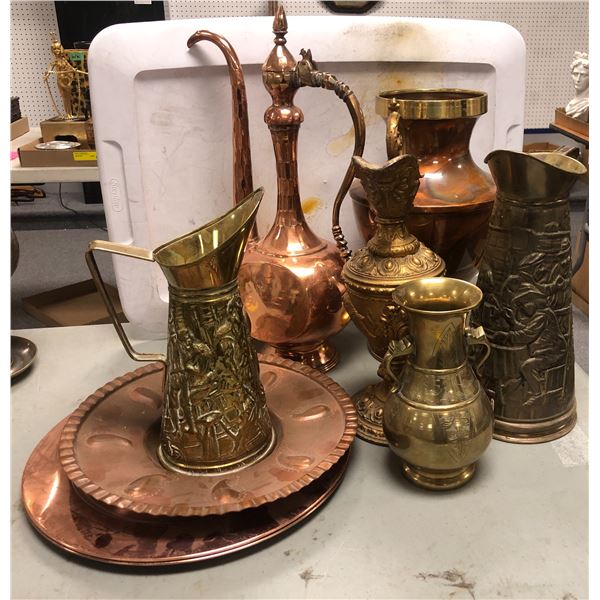 "The horror show" - Group of assorted brassware & copperware decorative pcs