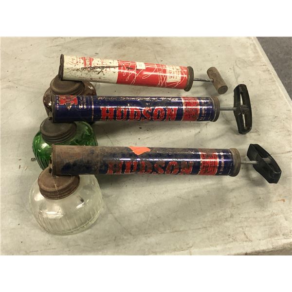 "The horror show" - Group of 3 vintage bug sprayers w/ clean glass containers