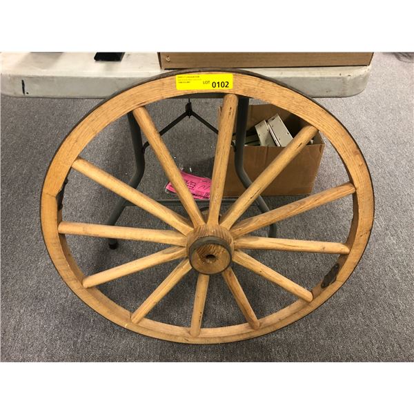 "The horror show" - Wood & metal wagon wheel (approx 31" diameter)