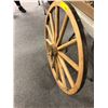 Image 2 : "The horror show" - Wood & metal wagon wheel (approx 31" diameter)