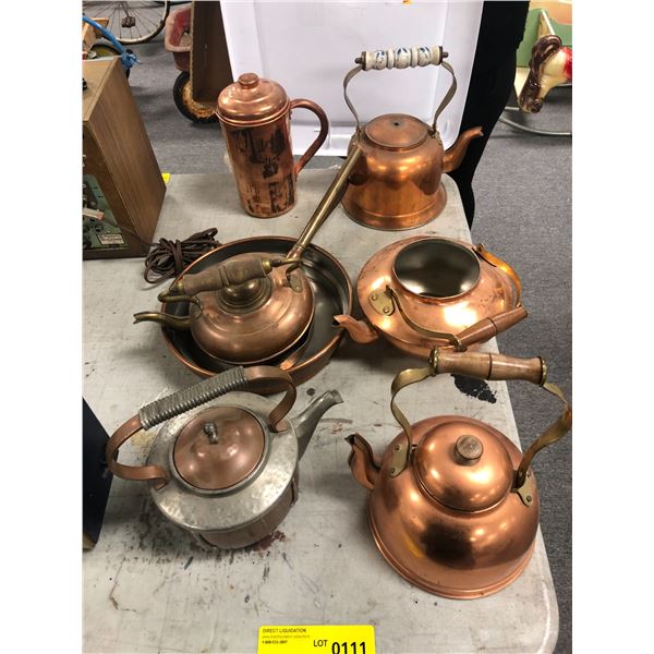 "The horror show" - Group of assorted metal & copper kitchenware