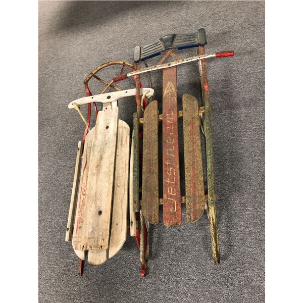 "The Horror Show" - Group of 2 vintage downhill sleds (1 sled by Jetstream)