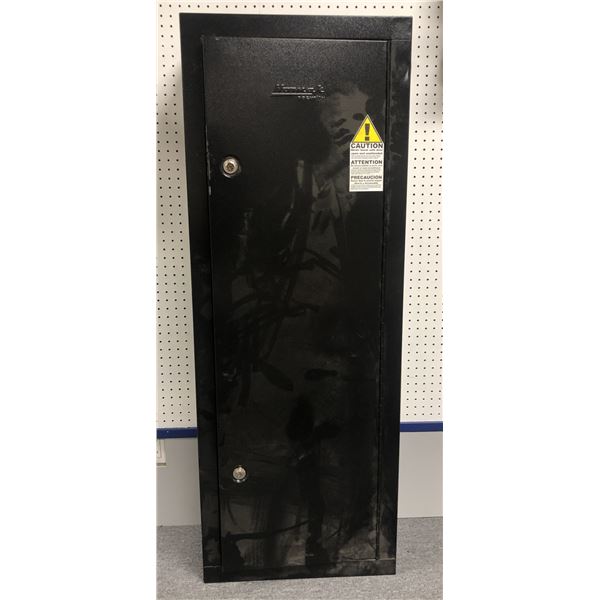 "The Horror Show" - Homak Security black 8 gun steel security cabinet (missing key, approx. 21in wid