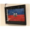 Image 1 : Framed Haiti flag in shadow box (approx. 21 1/2in x 17in)