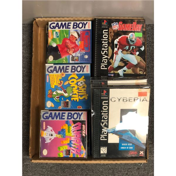 Group of PlayStation and Nintendo Gameboy new and used games