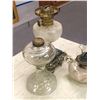Image 2 : Group of assorted vintage items - includes oil lamps/oil burner/wooden leather vintage fireplace bel