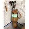 Image 1 : Vintage golf bag includes 9 golf clubs of various brands