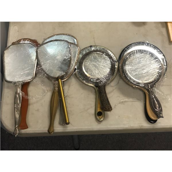 Large group of vintage hand mirrors