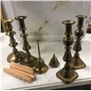 Image 1 : "Horror Show" - Group of brassware includes candle holders/bell/candles