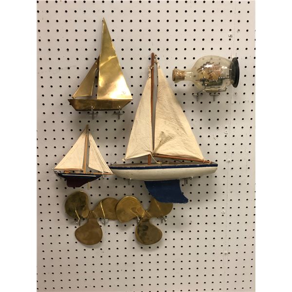 Group of assorted decorative boats and misc. decorative pieces