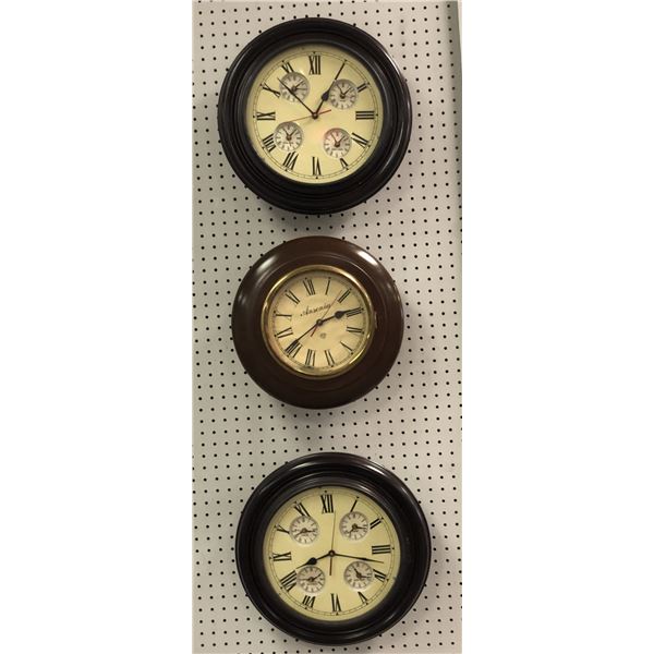 Group of 3 decorative wall clocks