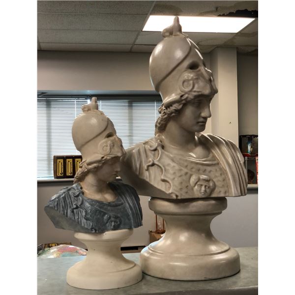 Group of 2 decorative set dec busts (approx. from 9 to 15 inches wide/from 18 to 26 inches high)