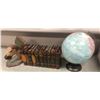 Image 1 : Group of misc. set dec items - includes globe/ wooden prop books box & vintage wooden horse head wal