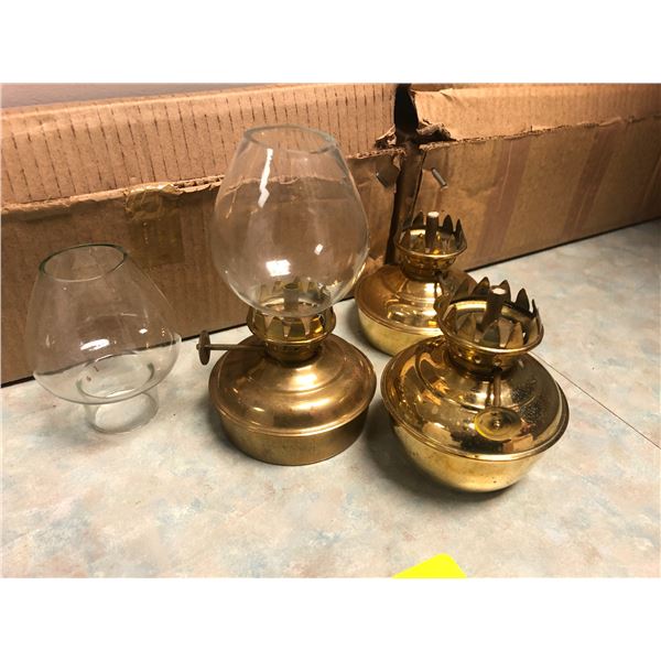 Group of 7 mini lantern oil lamps