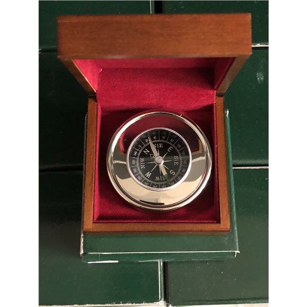 Small metal desk compass w/ wooden and velvet box - 30 pieces (boxes 3 ...