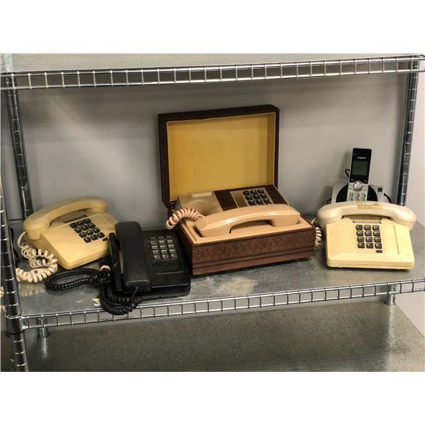 Group of 5 vintage and modern telephones