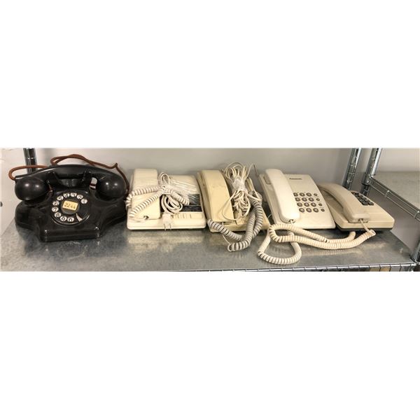 Group of 5 vintage and modern telephones