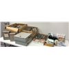 Image 1 : Large group of Misc. electronical hardware - includes switch boxes/commercial lamps/clamps etc.