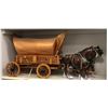 Image 1 : Rustic wooden horse drawn wagon lamp - handcrafted (needs reweaving)