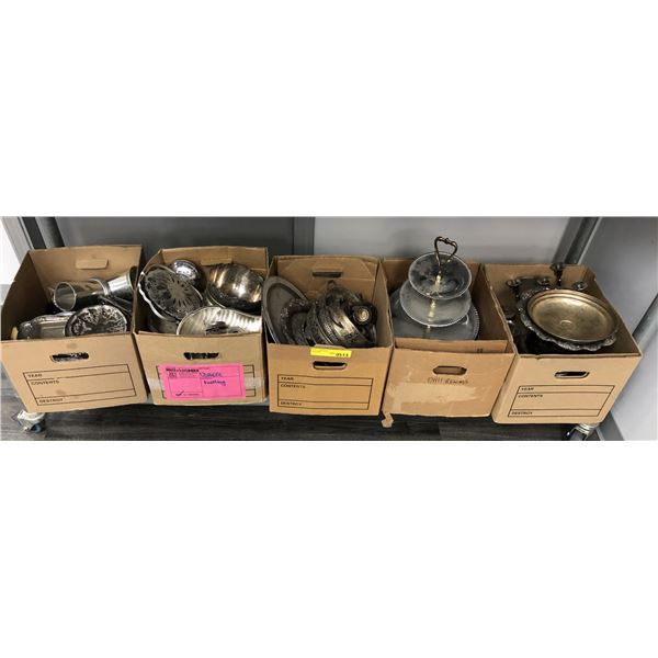 Large group of assorted antique and vintage silverplate serving pieces/candle holders (approx. 50 pi