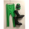 Image 1 : "Superhero Show" Lichador Stunt catch outfit - includes green pant/green and black mask/pair of boot