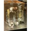 Image 2 : "Snowpiercer" - Large group of assorted alcohol glass bottles with lids and 3 glasses