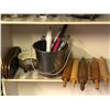 Image 2 : "Motherland Fort Salem"  large group of assorted kitchenware - includes rolling pin/sauce pan/wine c